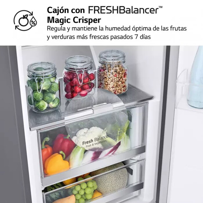 LG Set Frigorífico y congelador, 186cm, clasificación D, Inox antihuellas, GM617MBCSF.SET